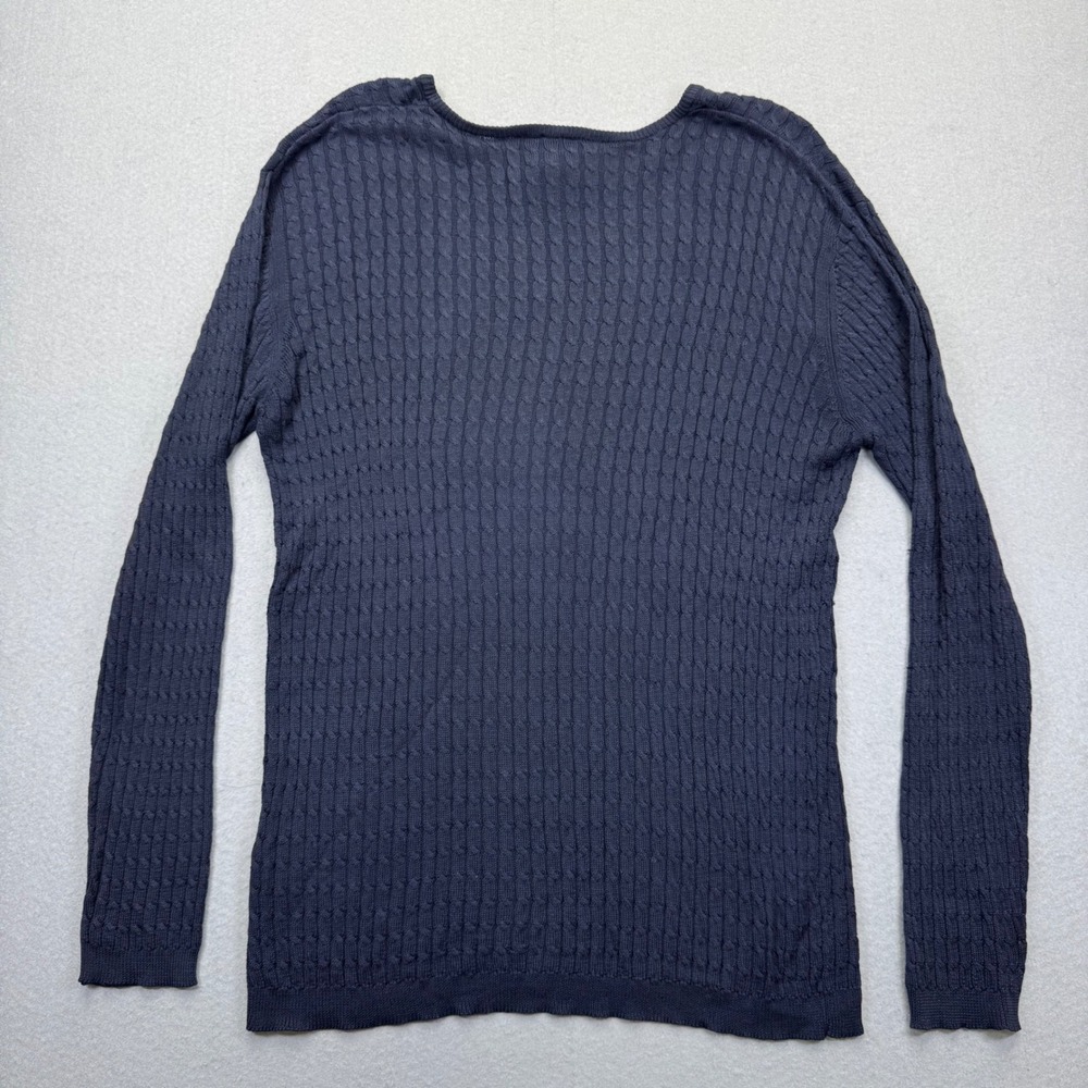 J.McLaughlin Womens Navy Blue 100% Silk Cable Knit Crew Neck Sweater Large L - Picture 7 of 8